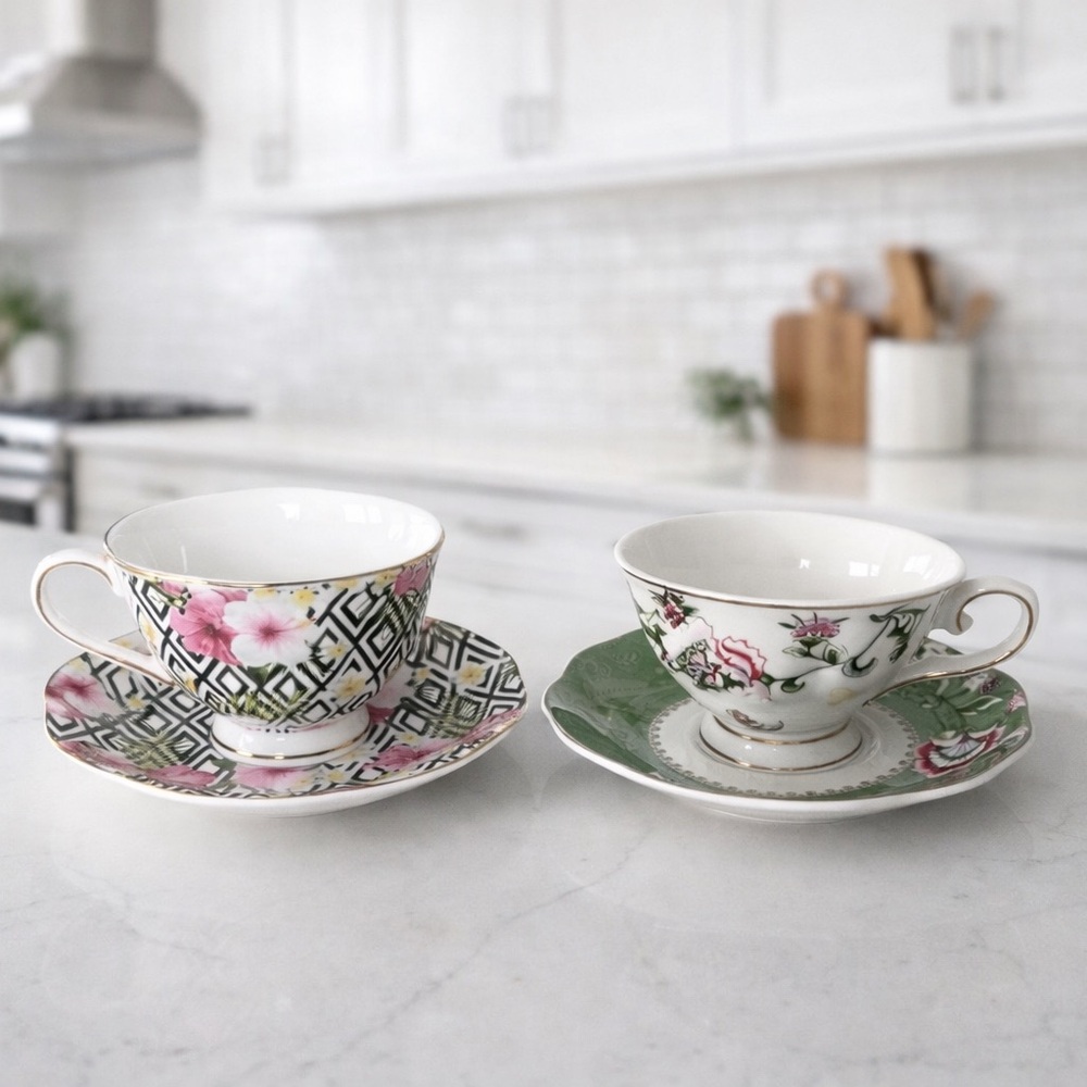 Floral Teacup and Saucer Set